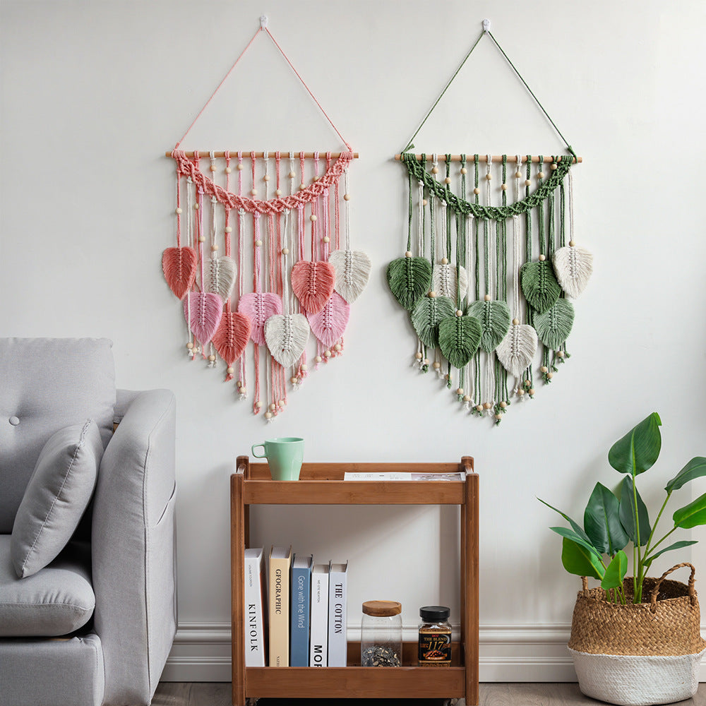 Nordic Style Home Decorative Wall Hangings Hand-woven Leaf Tapestry Treasure of gems